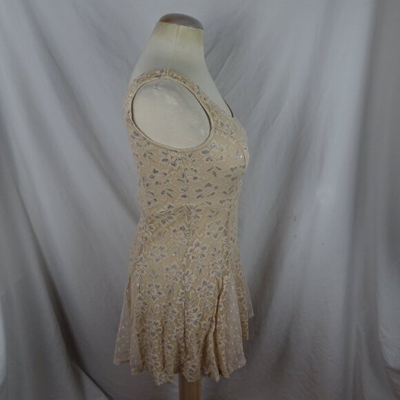 Lily Rose Lace with Metallic Light Beige Dress Size S - Picture 4 of 8